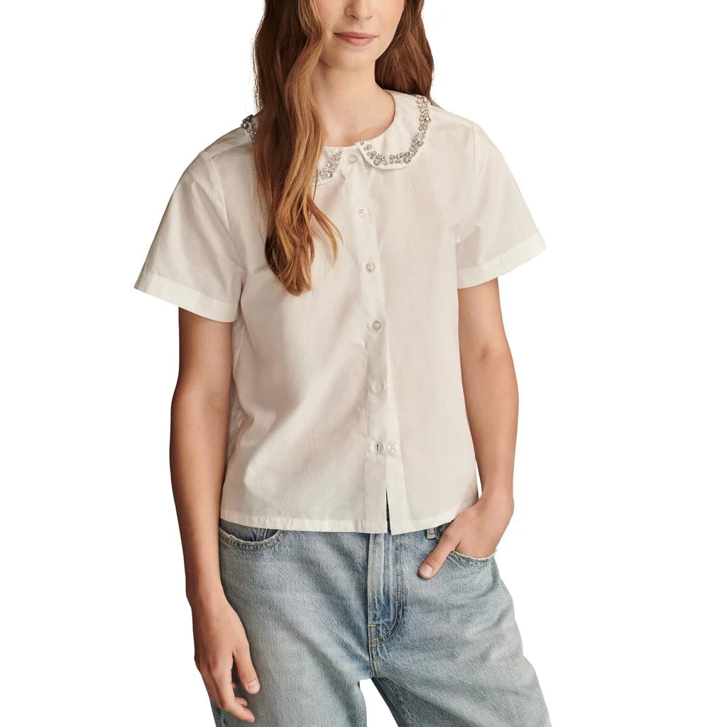 Lucky Brand Embellished Peter Pan Collar Shirt 1