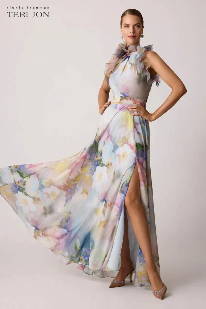 Shop Teri Jon - Chiffon Watercolor Organza Halter Gown on Sale at  BeyondStyle  Get 50% Off Teri Jon - Chiffon Watercolor Organza Halter Gown  with Limited-Time Flash Deals, Exclusive Discounts, and