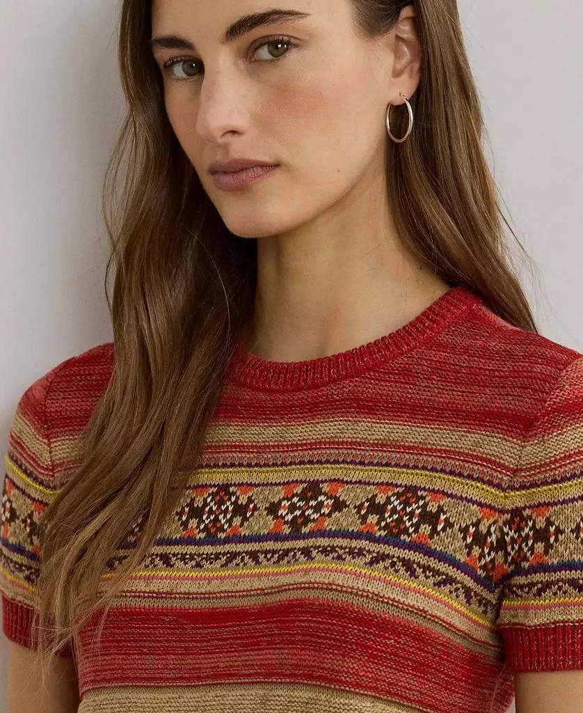 Ralph Lauren Women's Geo-Striped Short-Sleeve Sweater, P/XS- 3