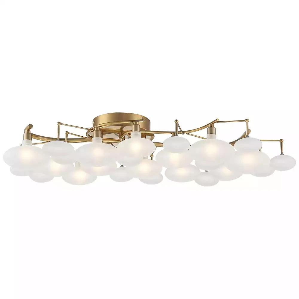 Possini Euro Design Warm Brass 12-Light Frosted Glass Shade 30.25" Wide Modern Fixture Ceiling Light Semi Flush Mount 2