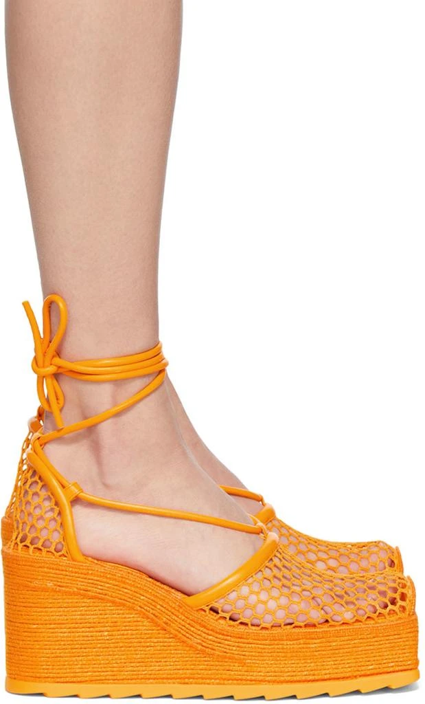 Bottega Veneta Orange Sporty Web Wedge Espadrilles 1
