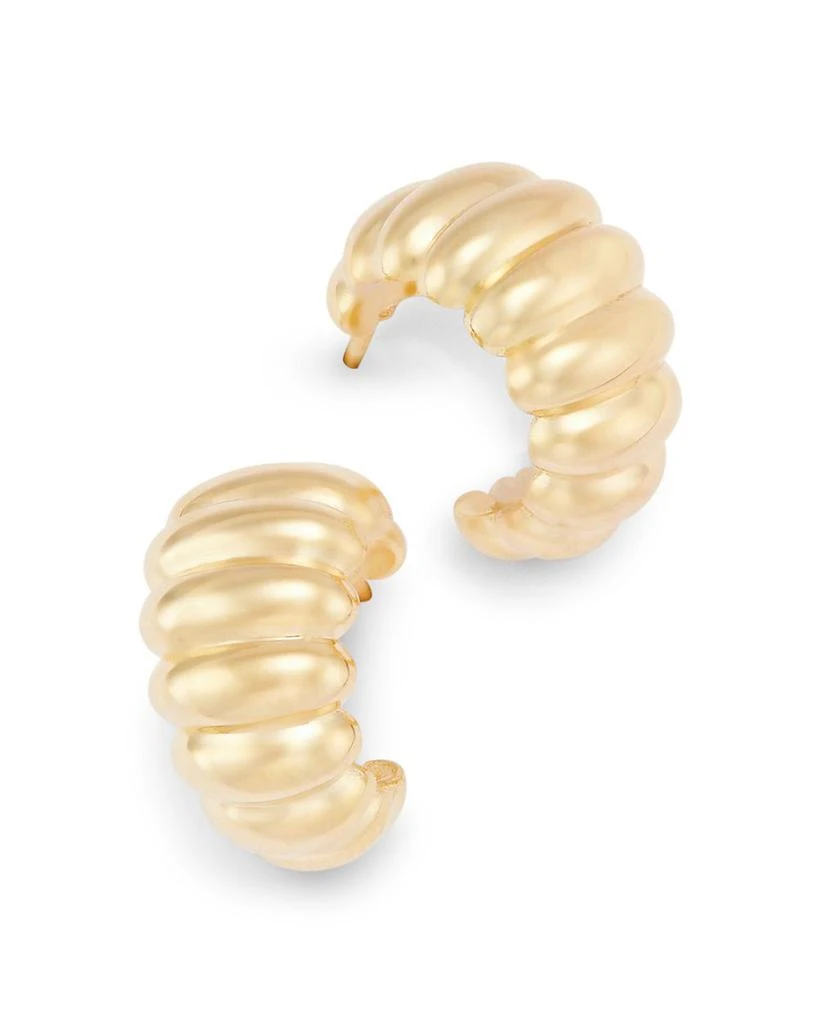 Bloomingdale's Shrimp Ridge Small Huggie Hoop Earrings in 14K Yellow Gold 1
