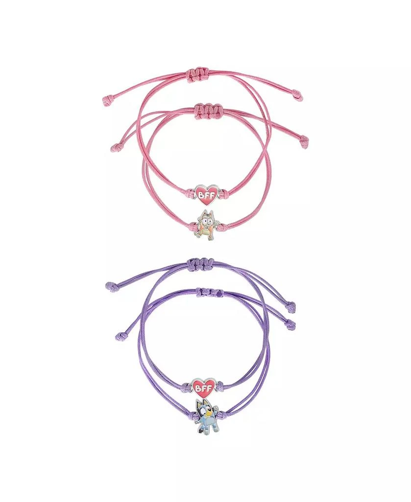 Bluey Adjustable Friendship Bracelet Set, Heart Charm, 4-Pack