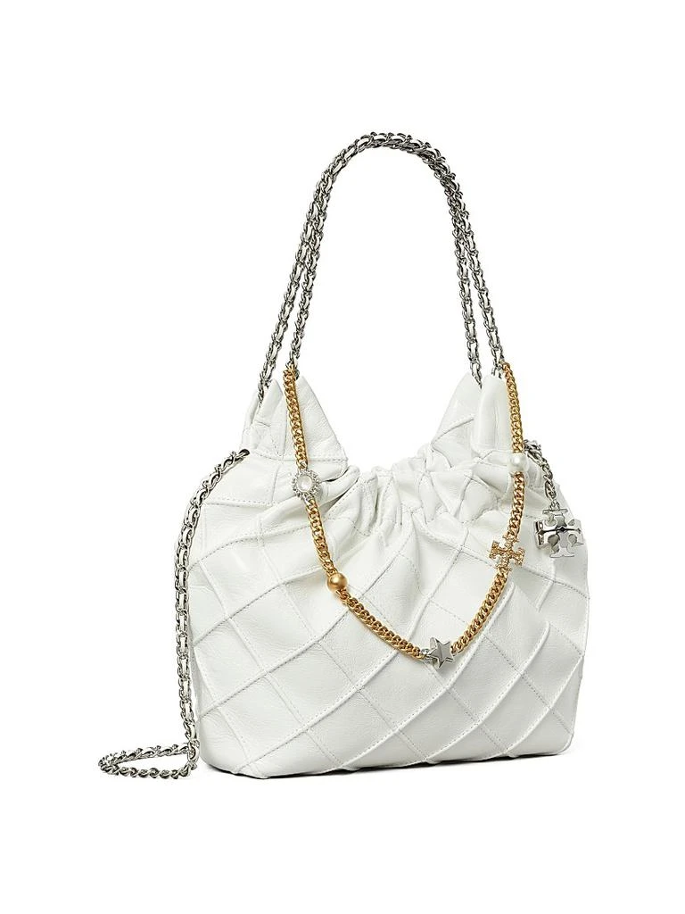 Tory Burch Mini Fleming Distressed Leather Hobo Bag 4