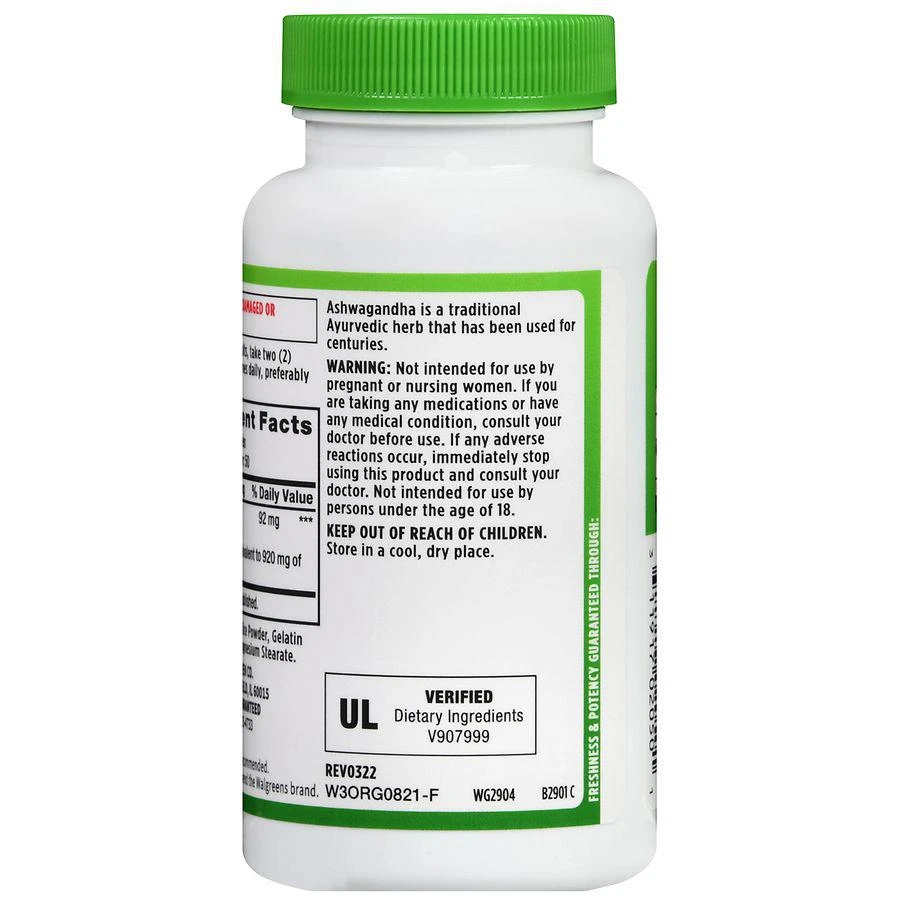 Walgreens Ashwagandha Root 920 mg Capsules (50 days) 4