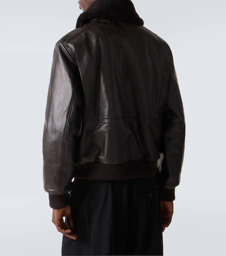 Shop Shearling-trimmed leather blouson jacket on Sale at