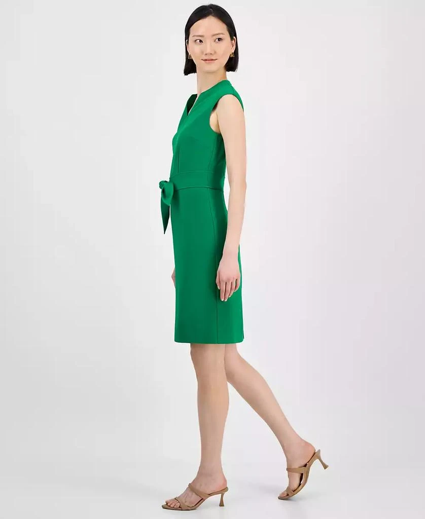 Tahari Petite Tie-Front Sleeveless Scuba Sheath Dress 4
