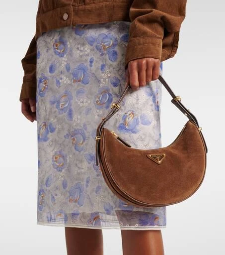 Prada Arqué Small suede shoulder bag 2