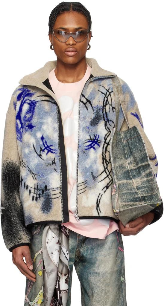 Acne Studios Beige & Blue Teddy Jacket 1