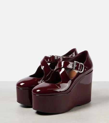 Alaïa Criss Cross patent leather wedges 4