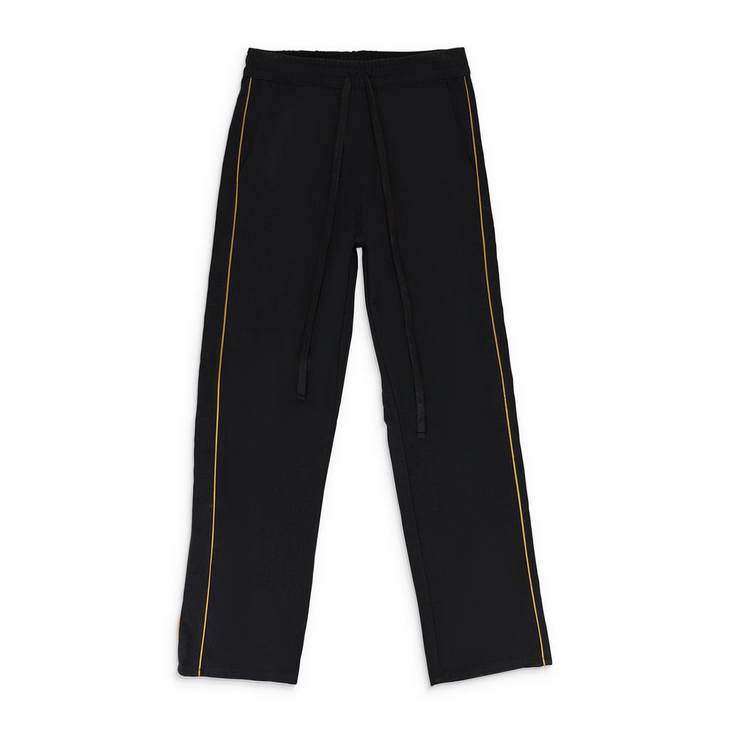 Rhude BLACK PIPED TWILL TRACK PANTS