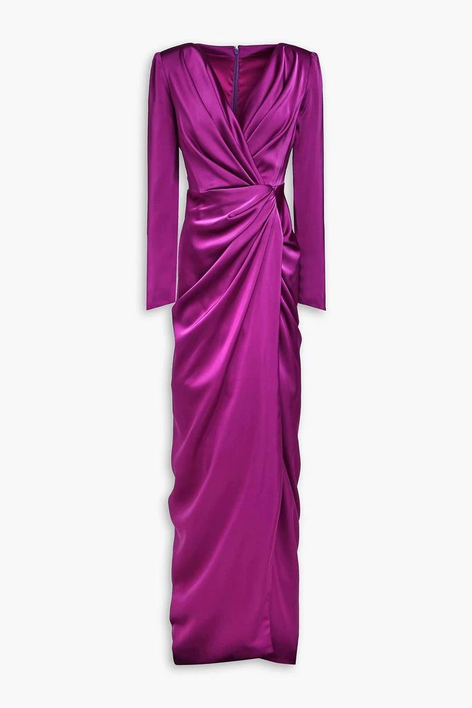fitted lace wedding dress Larissa Satin Maxi Dress with Ruched Petals main image 0