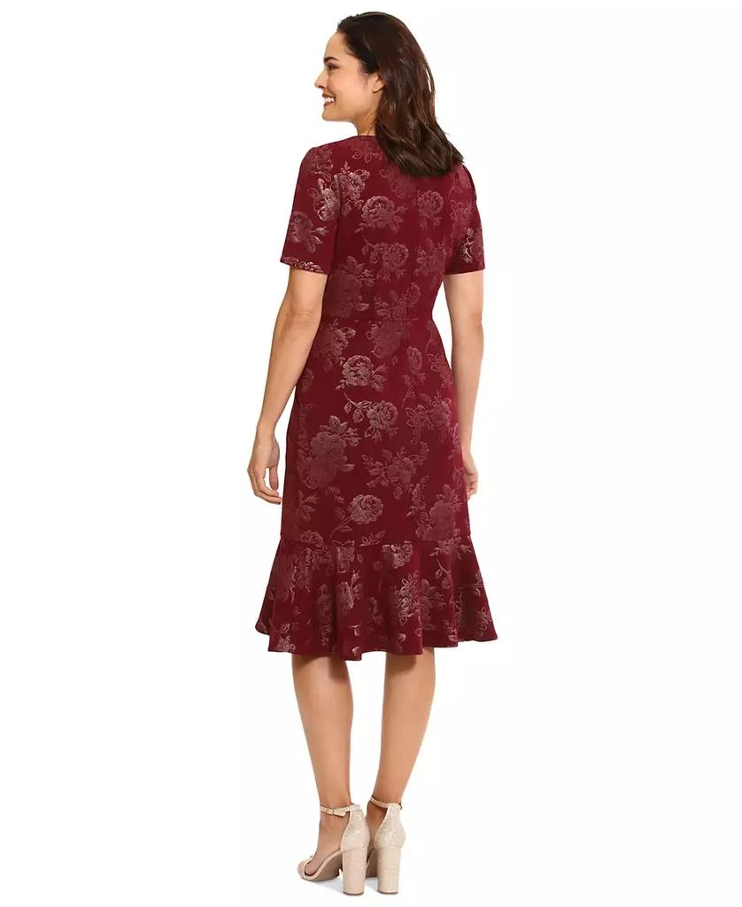 London Times Petite Twist-Waist Flounce-Hem Midi Dress 4
