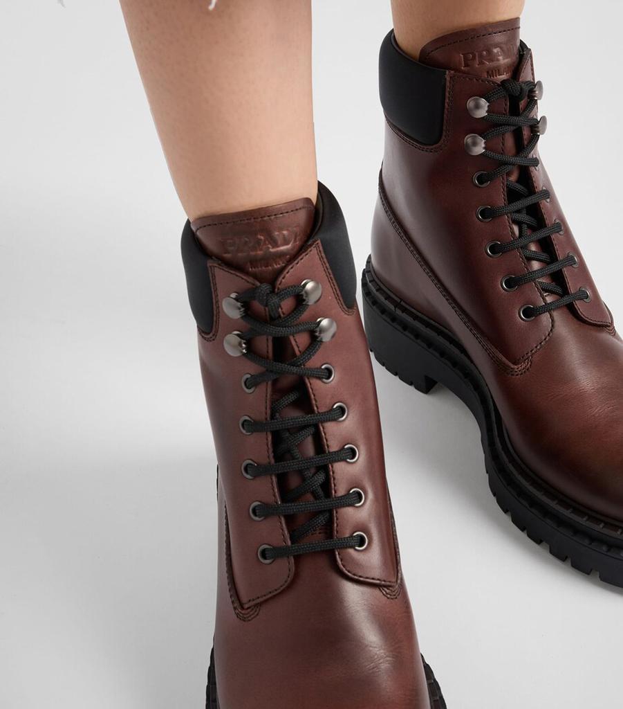 Prada Leather Re-Nylon-Trim Boots - Shoes
