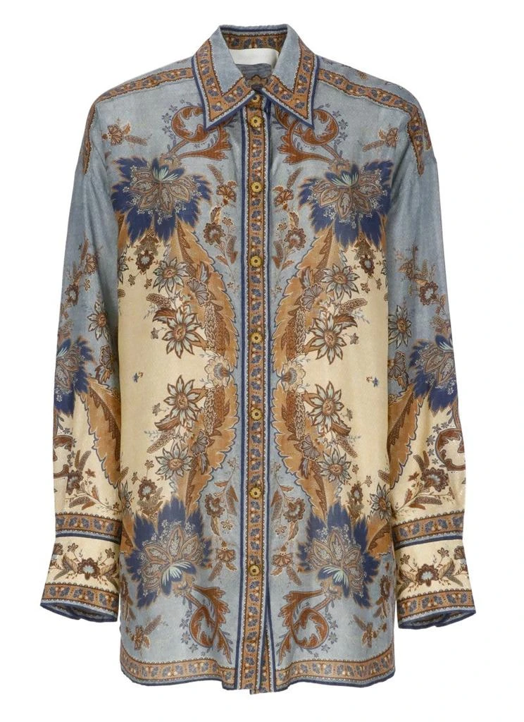 Zimmermann Ascension Silk Shirt With Contrasting Floral Pattern 1