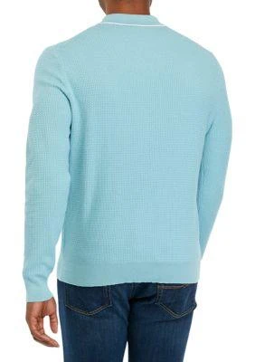 Magaschoni Men
s Long Sleeve Tipped Collar Sweater 2