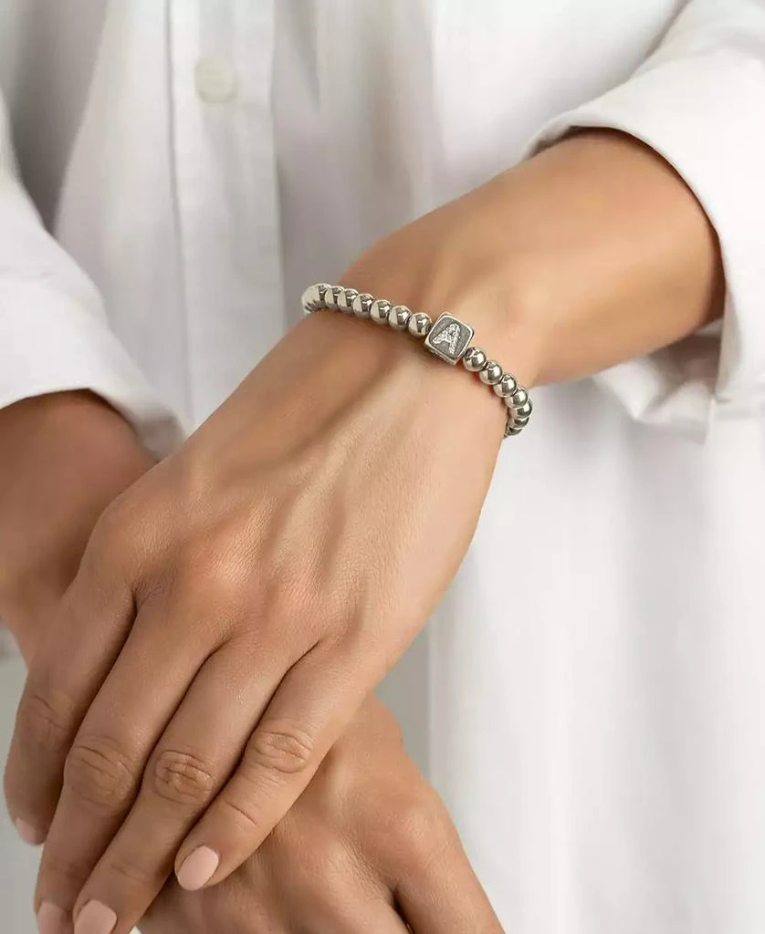 ADORNIA Silver Crystal Initial Cube Stretch Bracelet 3