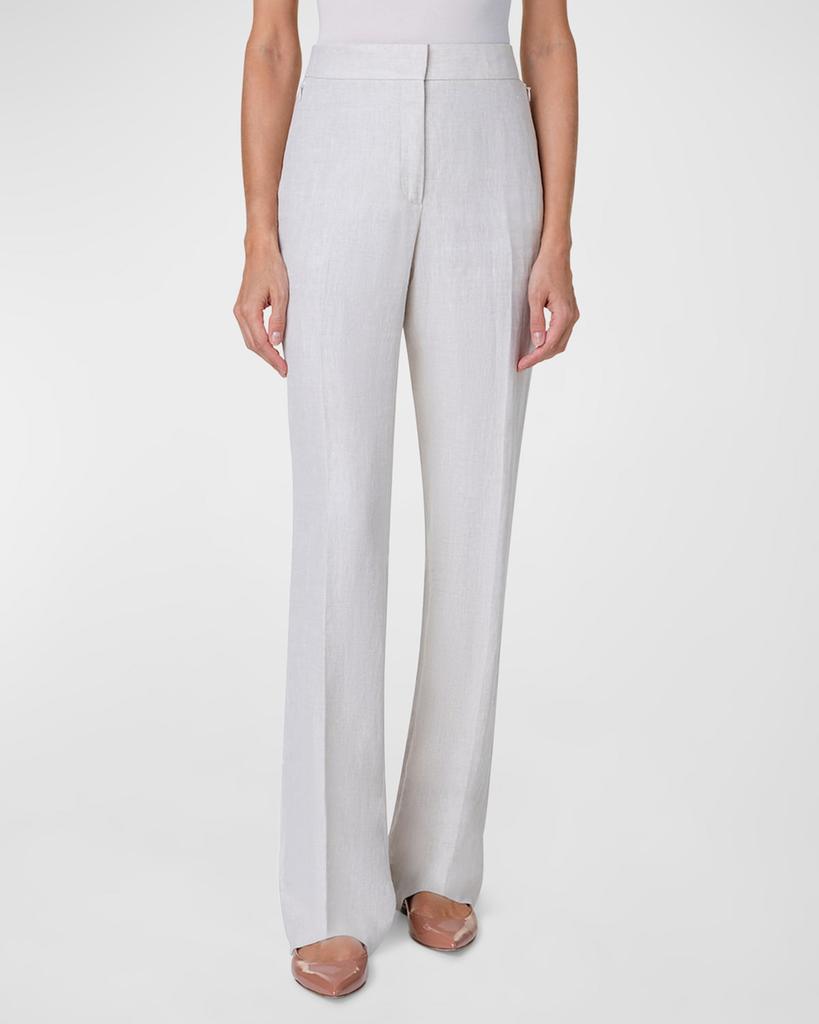Akris Carl Linen Herringbone Straight-Leg Pants
