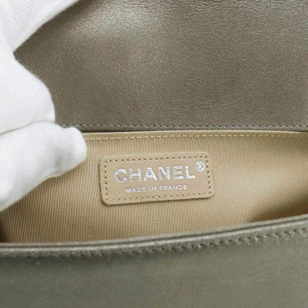 Chanel Chanel Metallic Gray Leather Rhinestone Boy Bag 9
