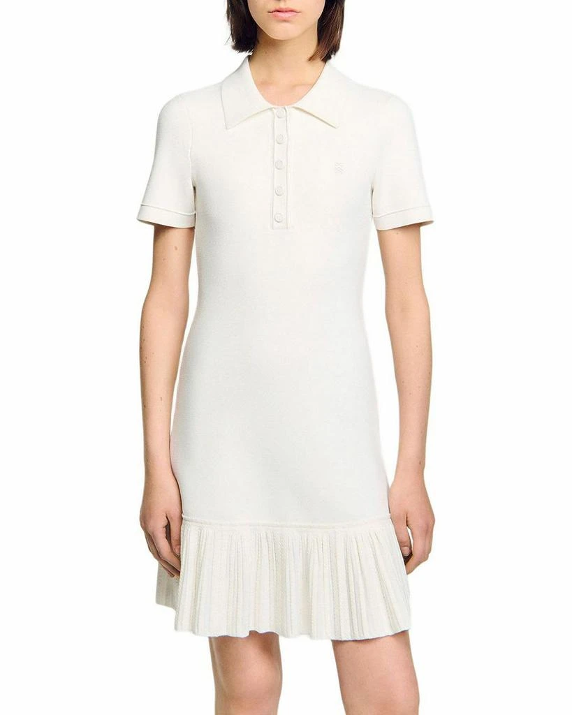 knee length dresses for ladies Dkny Women's Short Sleeve Logo Mini Polo Dress in Cortado Heather/White main image 1