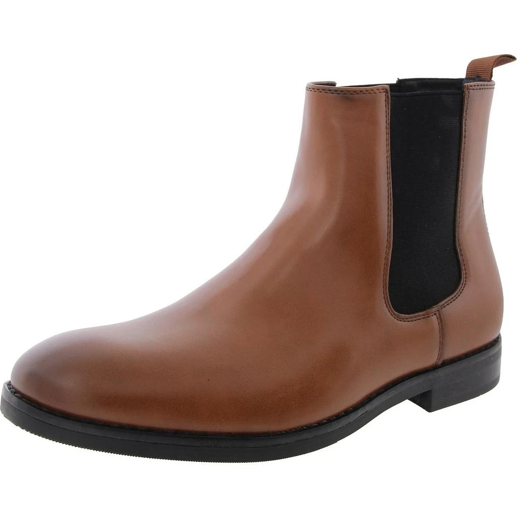 Alfani Mens Faux Leather Pull On Chelsea Boots 6