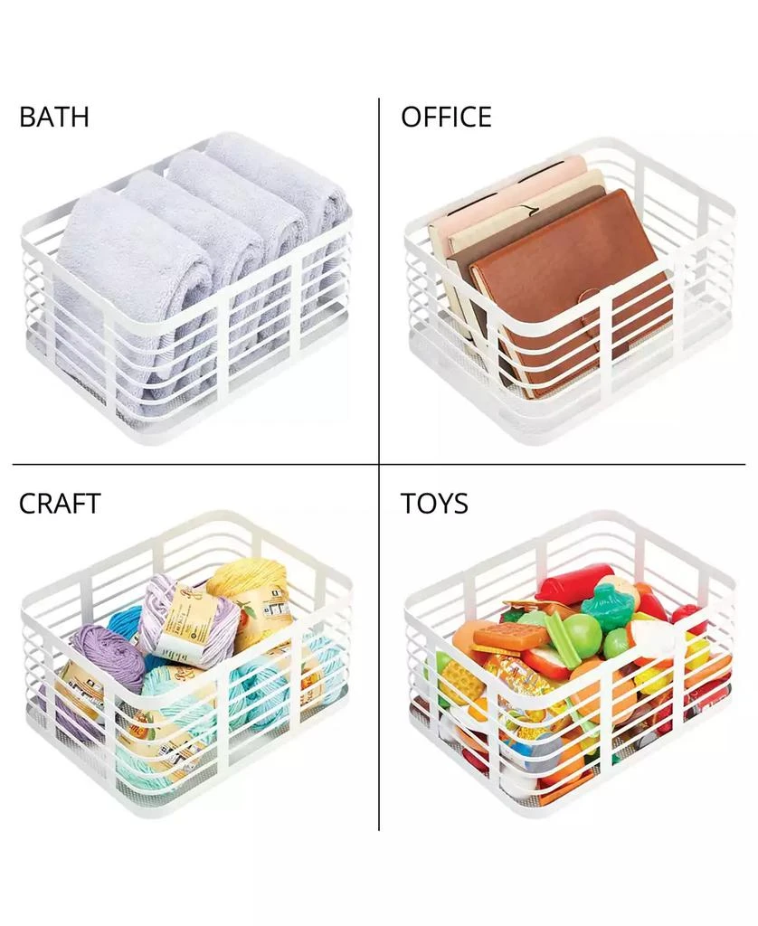 mDesign Metal Pantry Basket with Handles - Set of 2 - Matte White 6