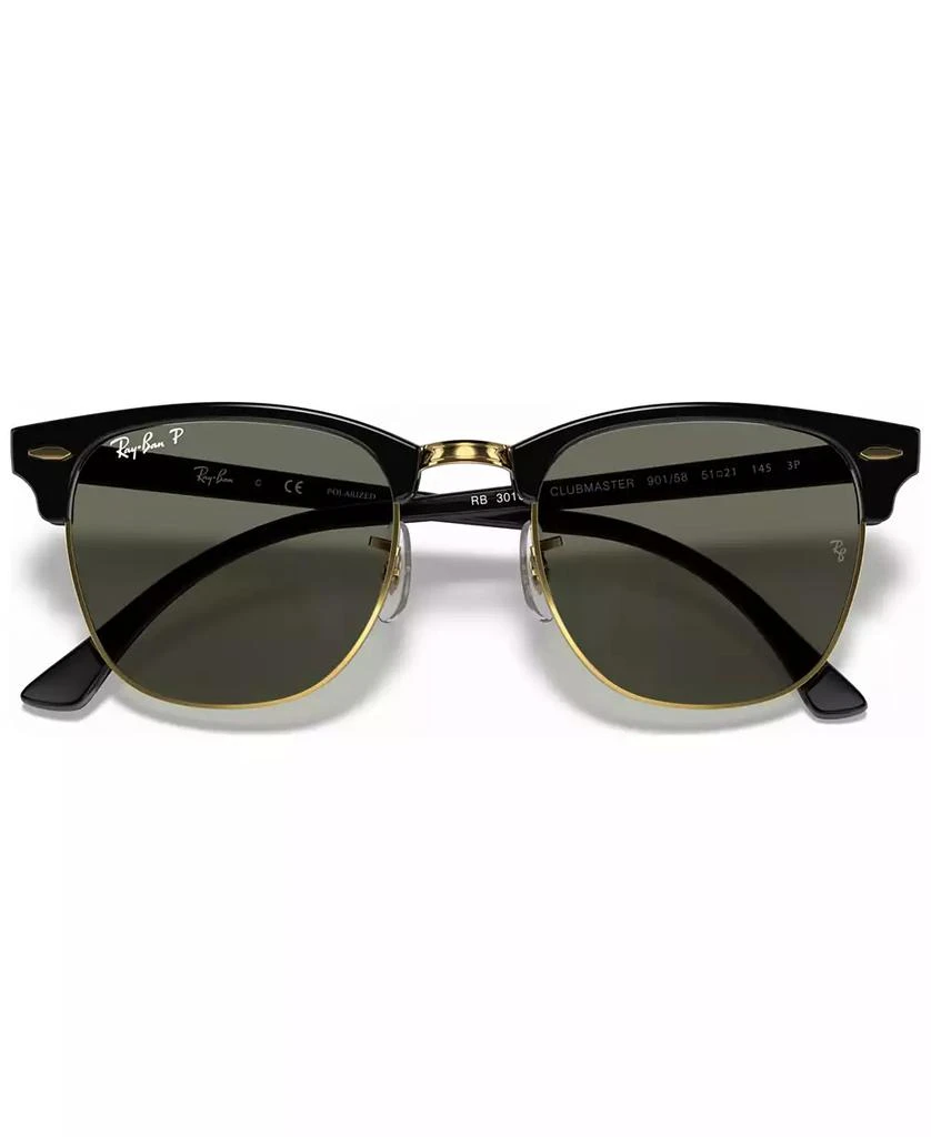 Ray-Ban Unisex Polarized Low Bridge Fit Sunglasses, RB3016F CLUBMASTER CLASSIC 55 4