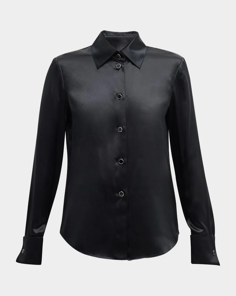 Lafayette 148 New York Button-Down Slim Silk Blouse 1