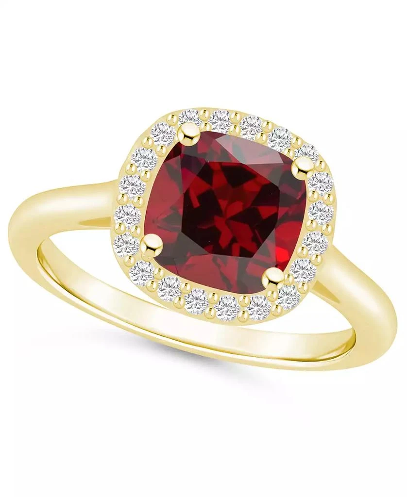 Macy's Garnet (2-3/4 ct. t.w.) and Diamond (1/4 ct. t.w.) Halo Ring in 14K Yellow Gold 1