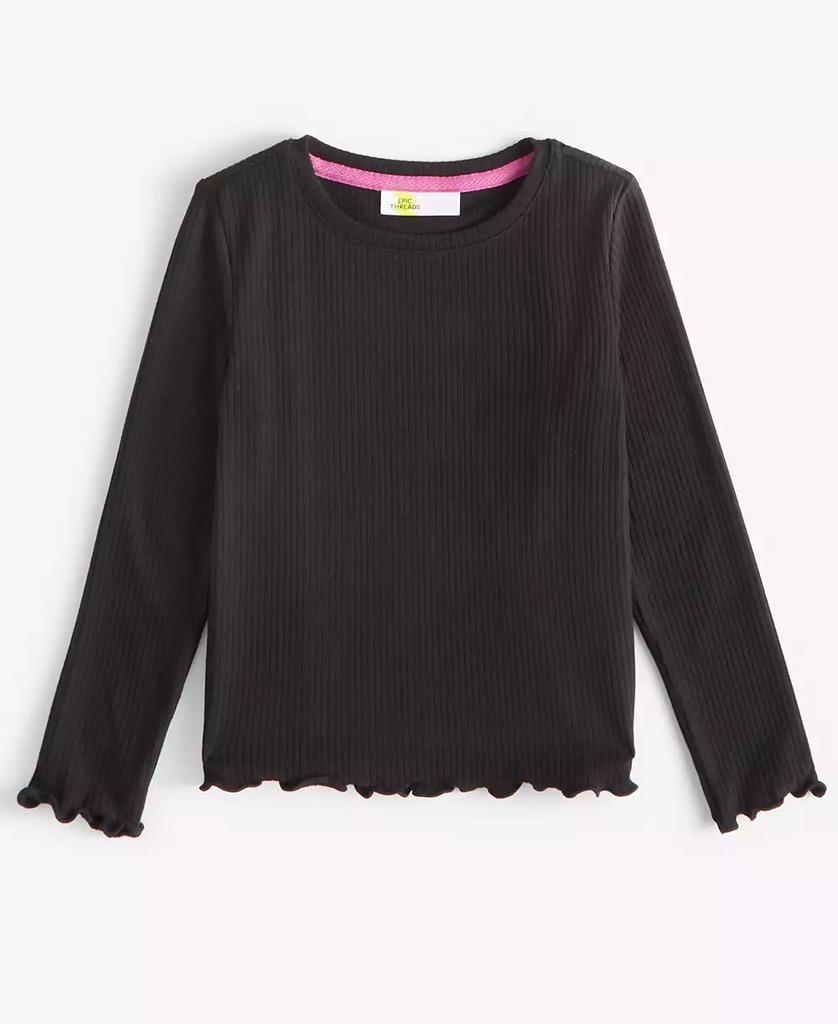 Epic Threads Toddler Girls Solid Ribbed Lettuce-Hem Top, Created for Macy's