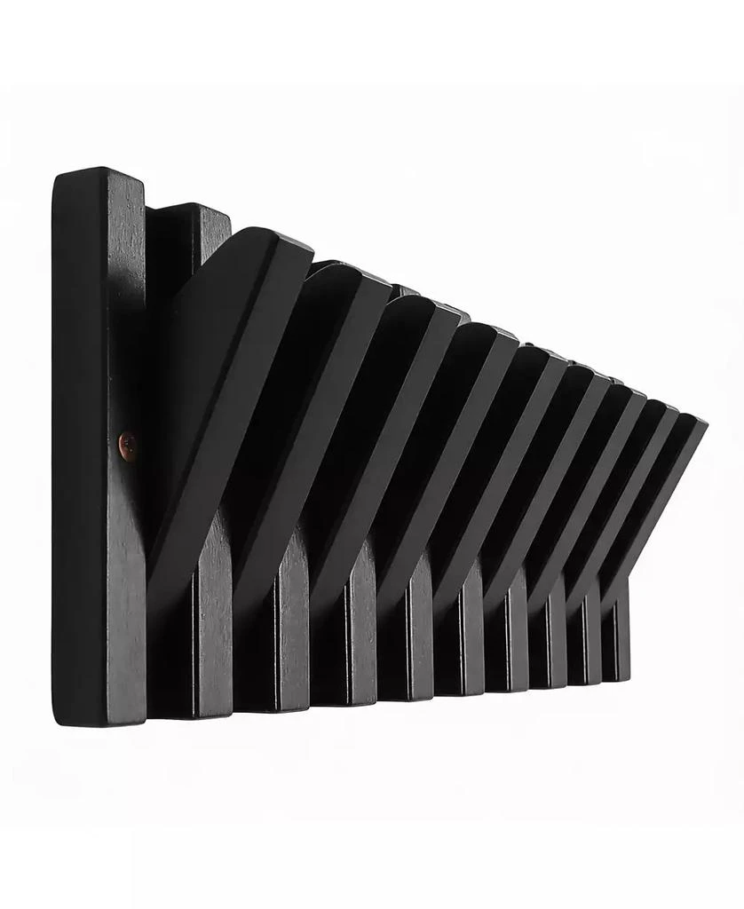 YIGII Solid Wood 9-Hook Retractable Coat Rack for Entryways