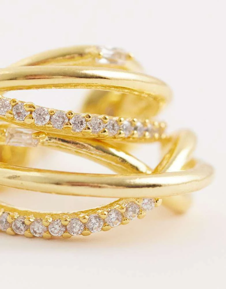 Orelia Orelia mixed pave triple illusion hoop earrings in 18k Gold Plated 3
