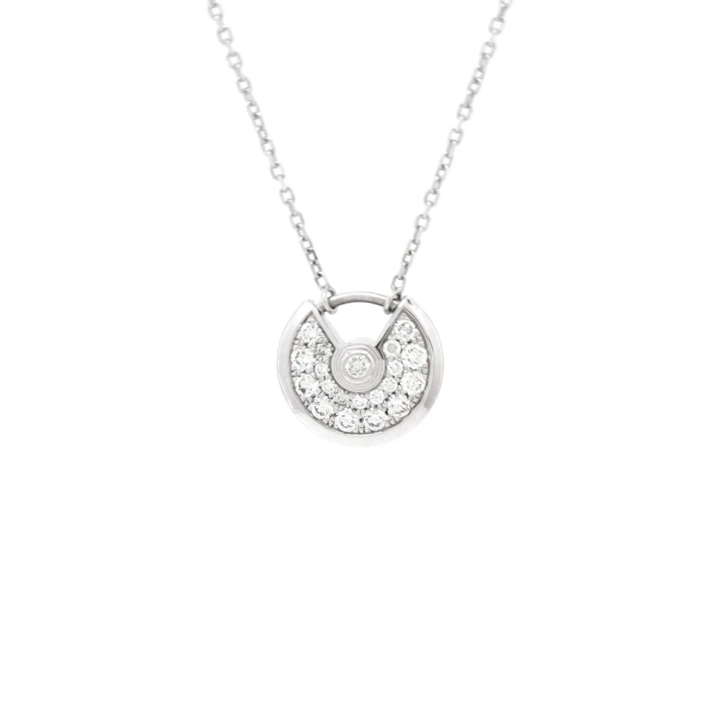Cartier Amulette de  Pendant Necklace 18K White Gold and Pave Diamonds XS 1