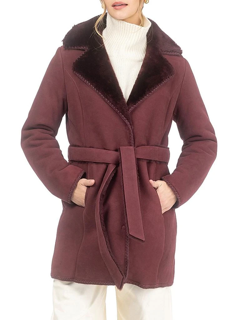 Gorski Merino Shearling Lamb Stroller with Embroidered Trim Belt 2