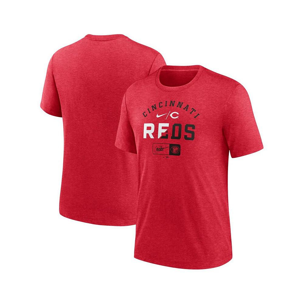 Nike Men's Heather Red Cincinnati Reds Rewind Review Slash Tri-Blend T-shirt