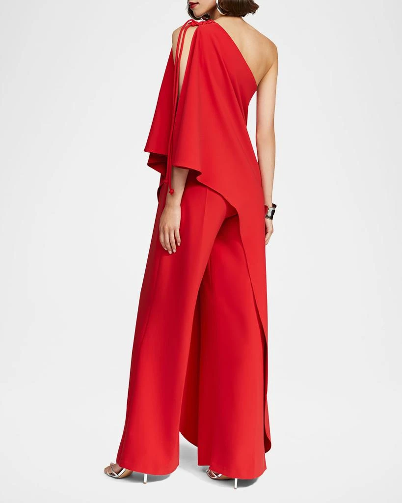 HALSTON Ignacia Draped One-Shoulder Crepe Jumpsuit 3