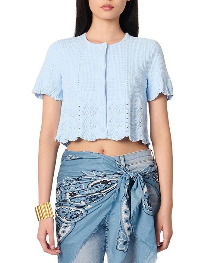 Maje Beaded Pointelle Knit Cardigan 1