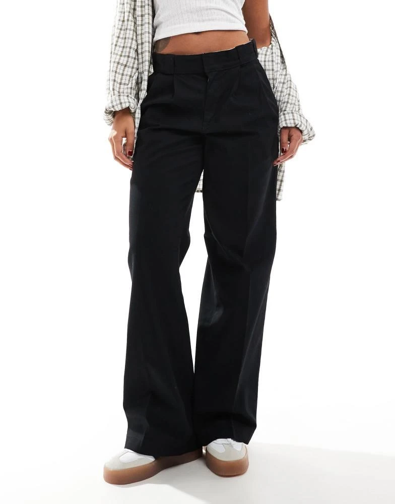 DICKIES Dickies seasonal enhanced pleated wide leg trousers in black 1
