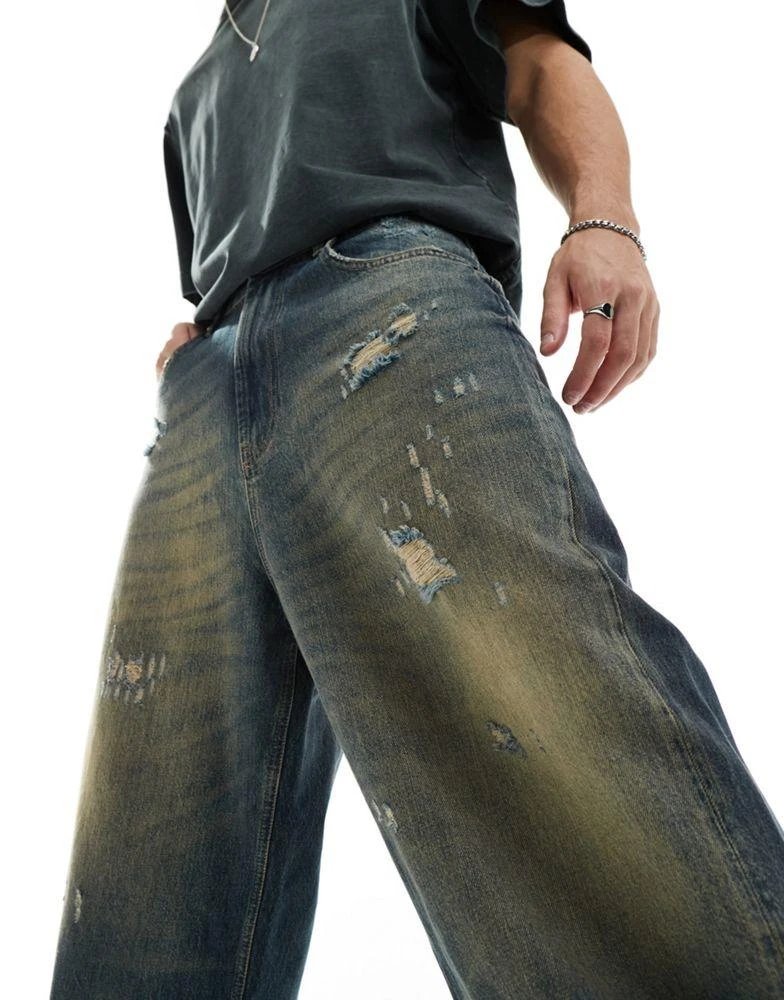Pull&Bear Pull&bear super baggy jeans in washed blue 2