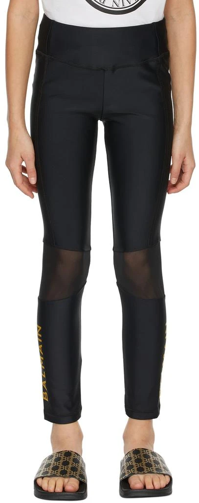 Balmain Kids Black Logo Leggings 2