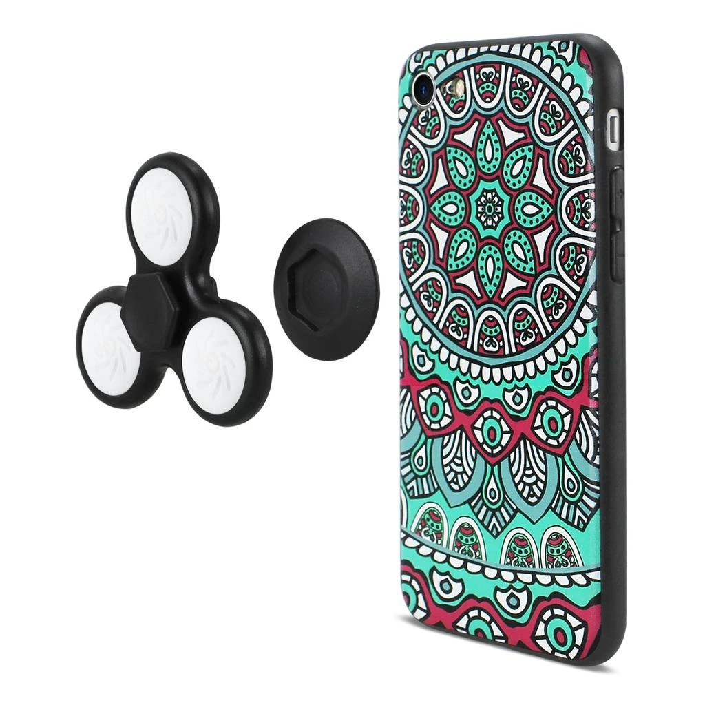 Reikowireless Reiko Iphone 7/8/Se2 Case Design The Inspiration Of Peacock With Led Fidget Spinner Clip On In Teal 2
