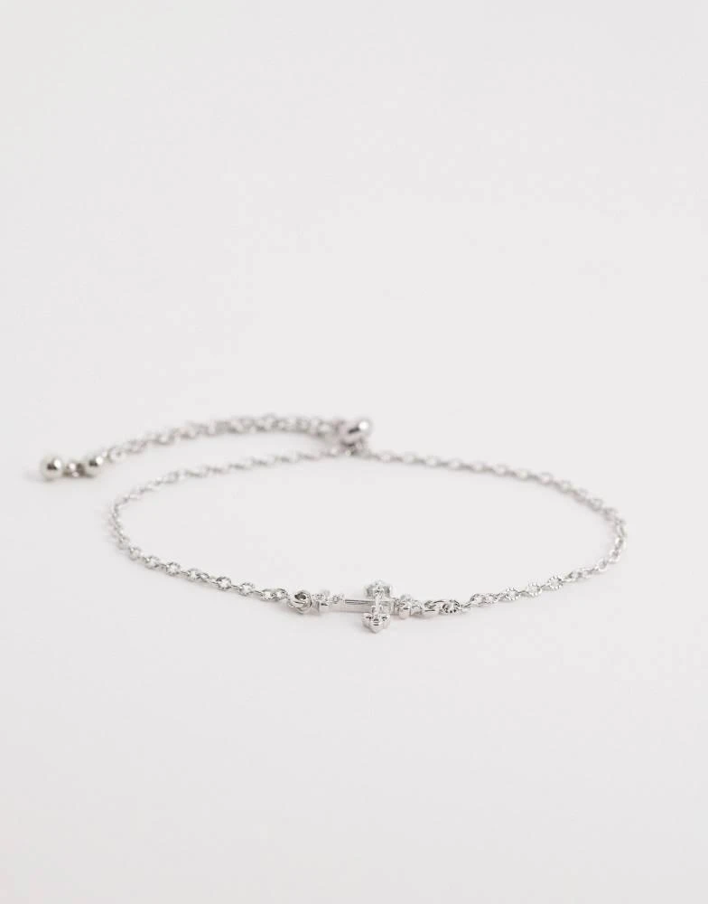 Reclaimed Vintage Reclaimed Vintage unisex cross chain bracelet in silver