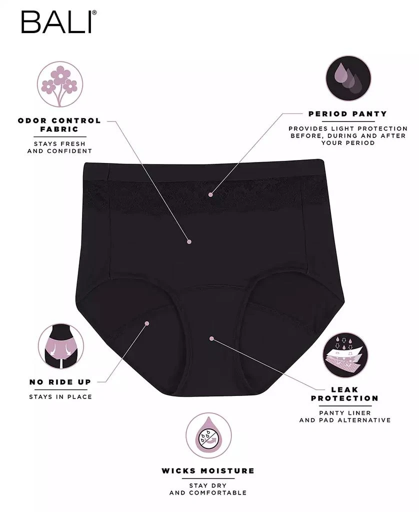 Bali Women's Beautifully Confident Brief Period Underwear With Light Leak Protection DFLLB1 3