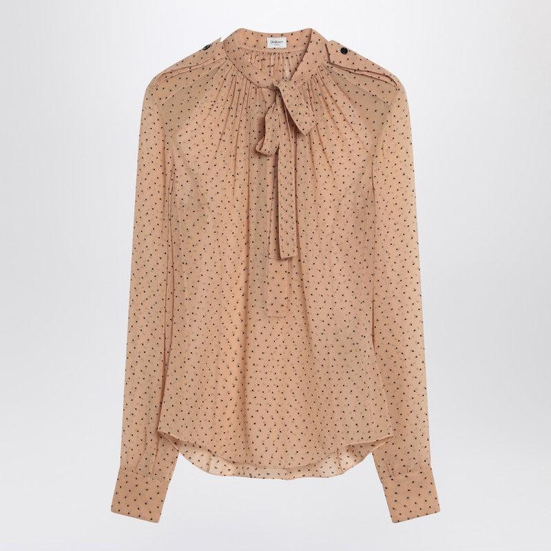 Yves Saint Laurent Women's Polka Dot Blouse In Silk Blend