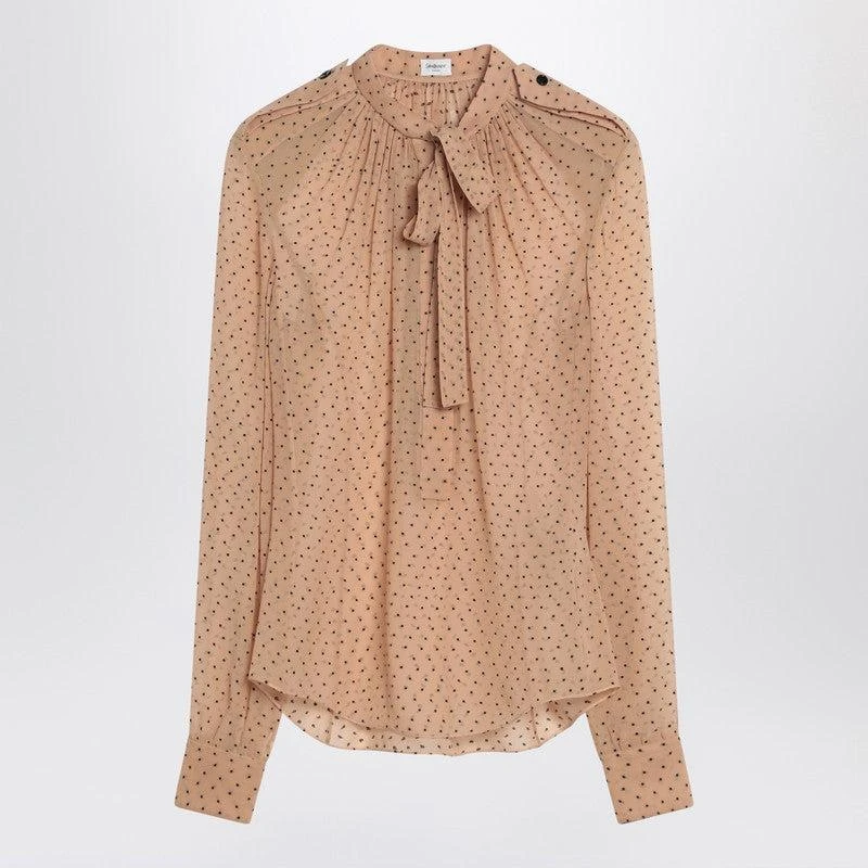 Yves Saint Laurent Women's Polka Dot Blouse In Silk Blend 1