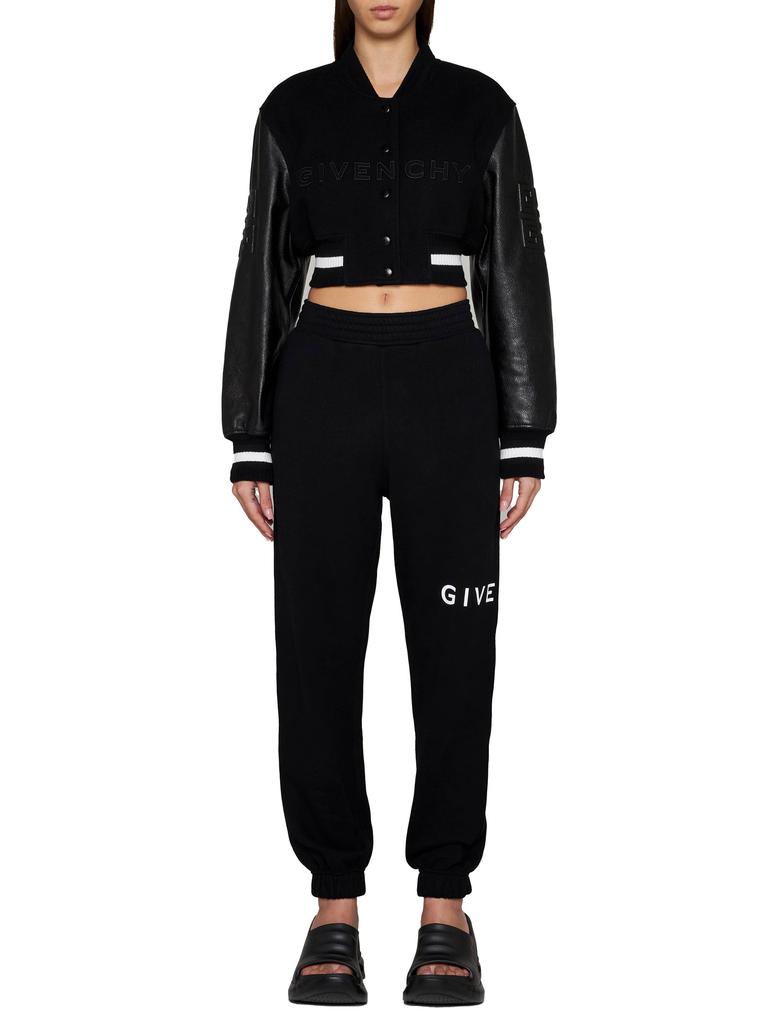 Givenchy GIVENCHY | Wool and leather cropped varsity jacket | Women | 38