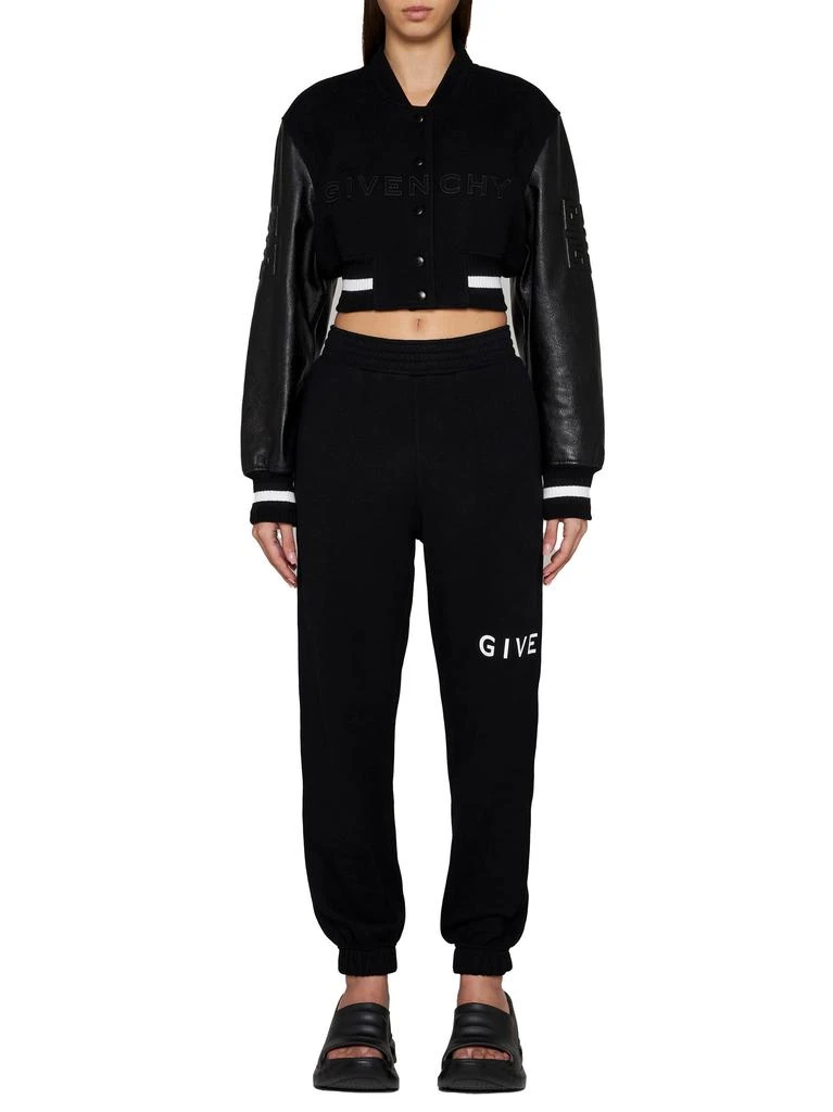 Givenchy GIVENCHY | Wool and leather cropped varsity jacket | Women | 38 2