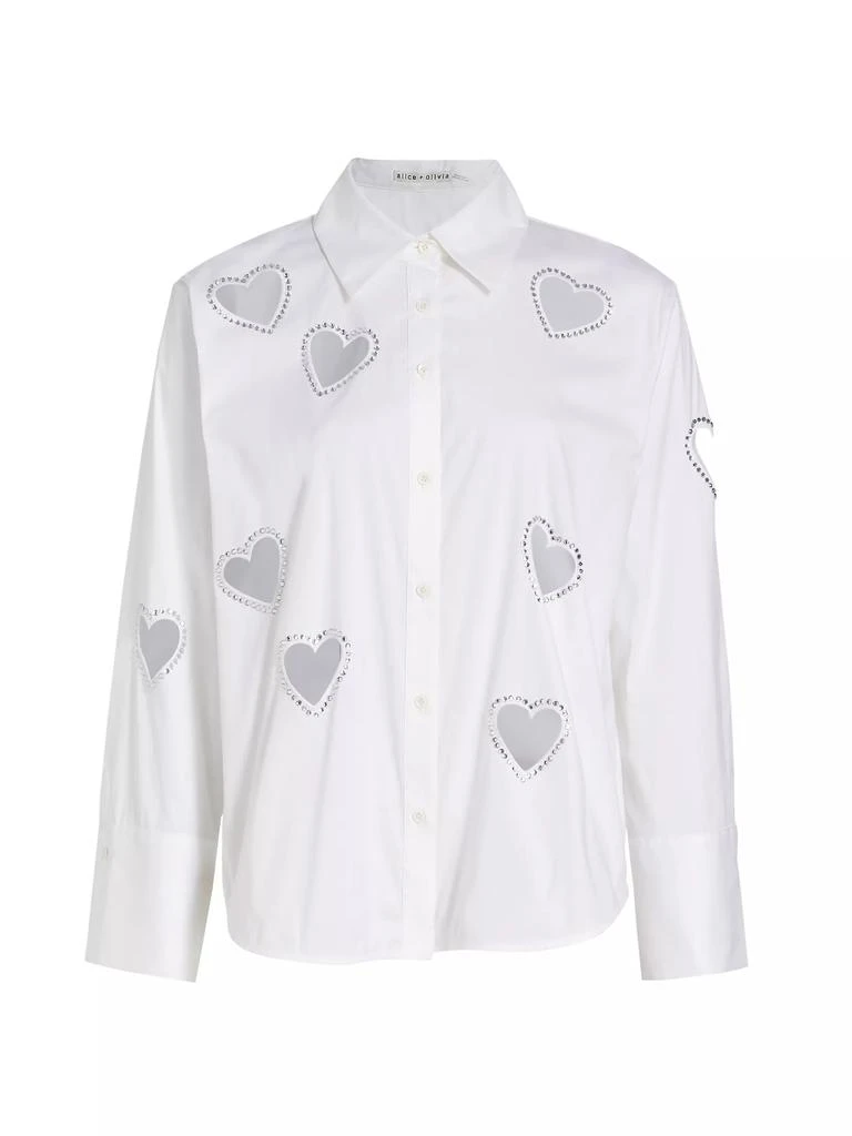 Alice + Olivia Finley Crystal-Embellished Heart Cut Out Shirt 1