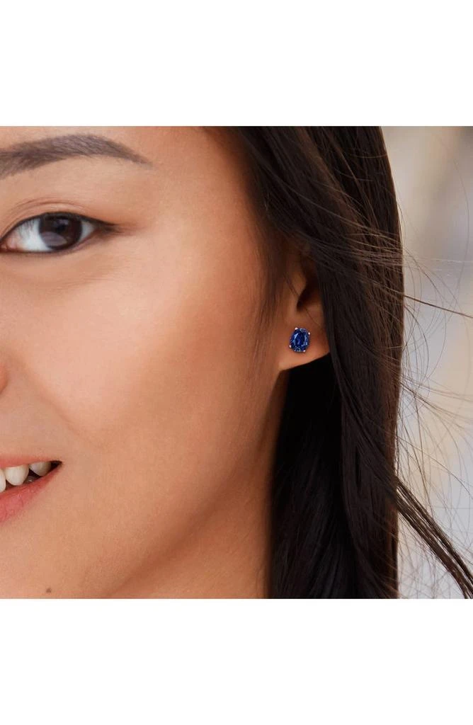 DELMAR Oval Created Sapphire Stud Earrings 
Necklace Set 4