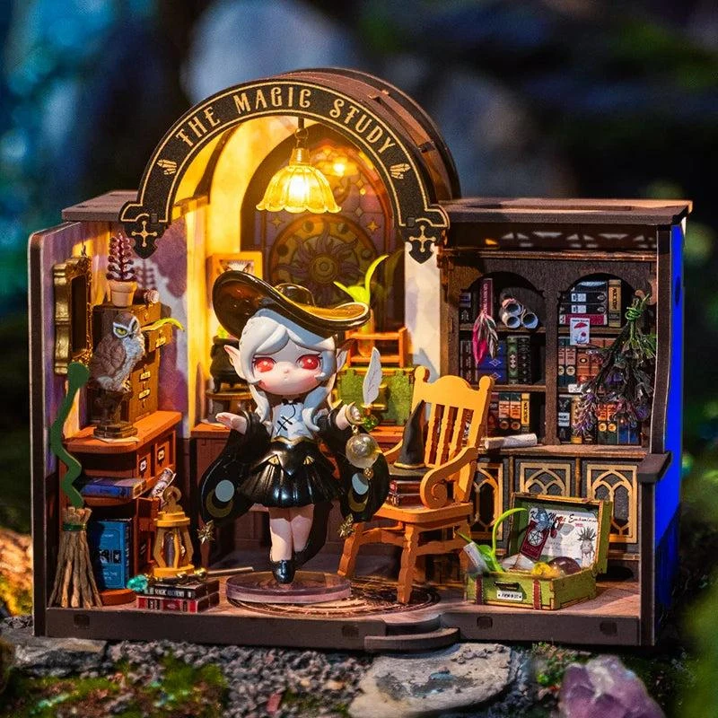 Robotime Rolife Magic Study DIY Miniature House with Decorative Magic Notebooks - 3D Wooden Puzzle DG166 5